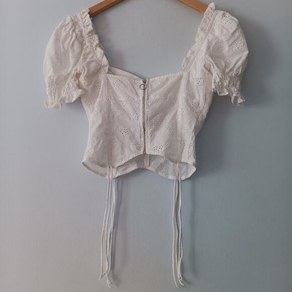 Love & Lemons Bleau White Square Neck Top XS - Picture 3 of 7